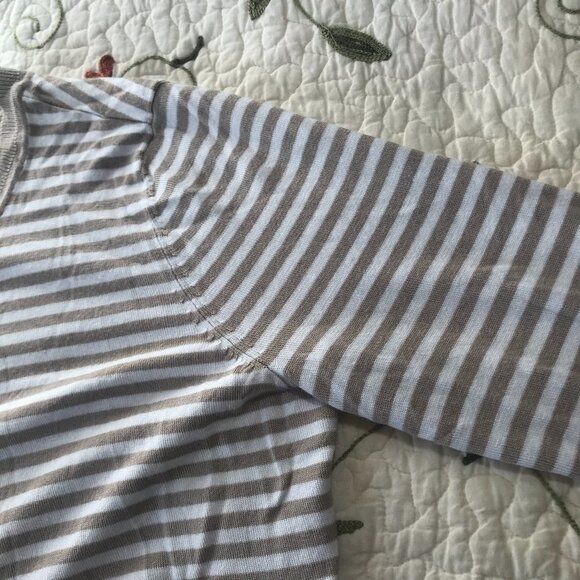 Halogen L Sweater Button Stripe Fall Cream Orange​​​​ - Picture 13 of 14